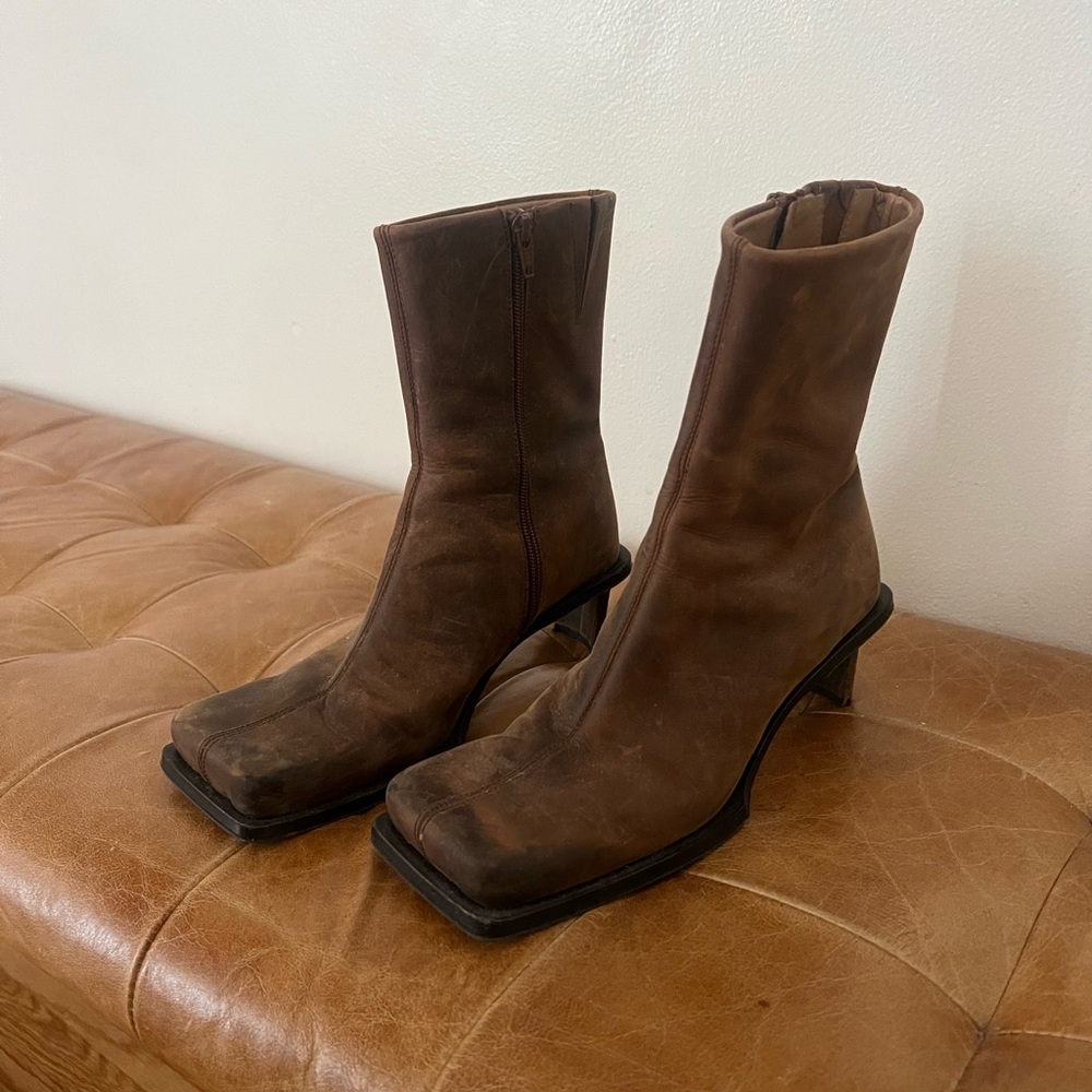 Miista Brown Leather Ankle Boots